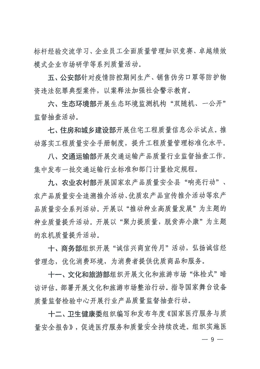 市場監管總局等16個部門關于開展2020年全國&ldquo;質量月&rdquo;活動的通知（國市監質〔2020〕133號）