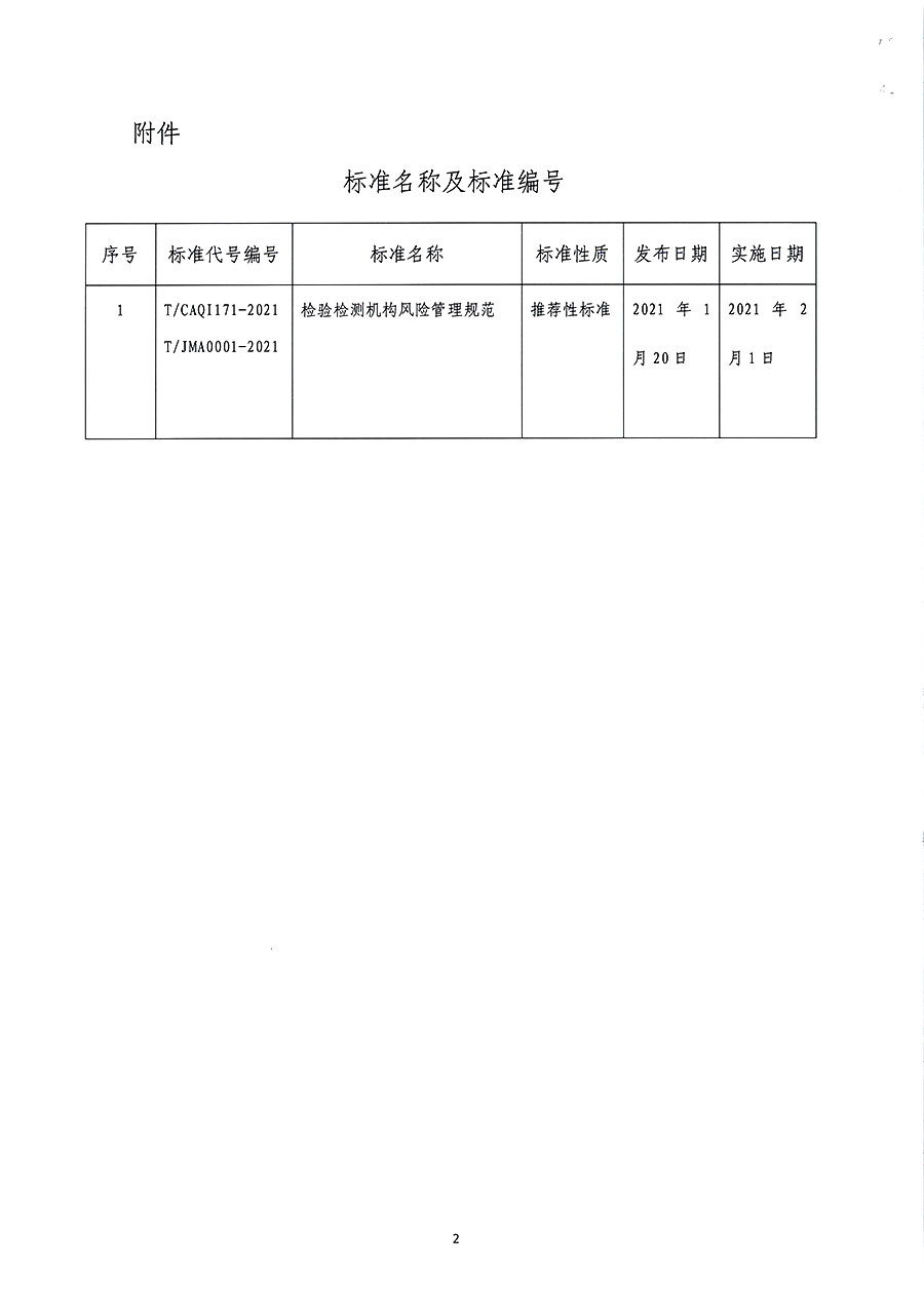 中國質量檢驗協會公告（2021年2號）