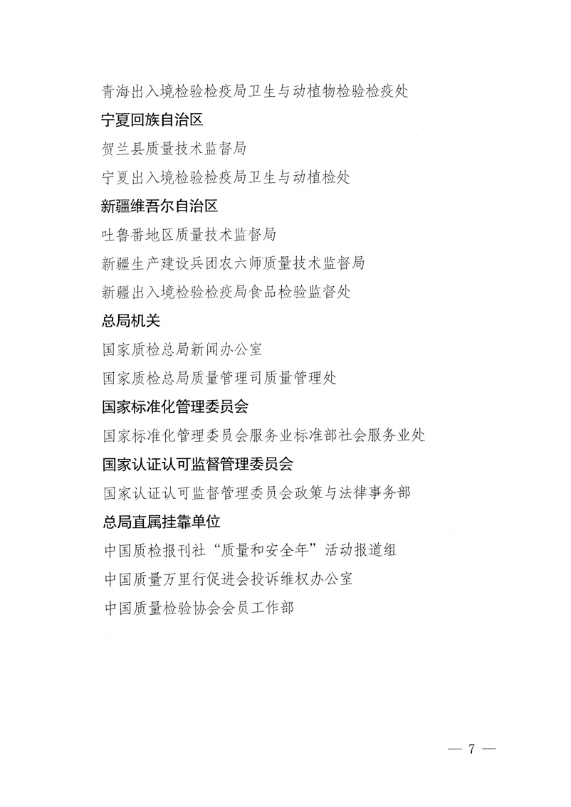 國家質(zhì)量監(jiān)督檢驗(yàn)檢疫總局《關(guān)于表彰全國質(zhì)檢系統(tǒng)&ldquo;質(zhì)量和安全年&rdquo;活動先進(jìn)單位和先進(jìn)個人的決定》